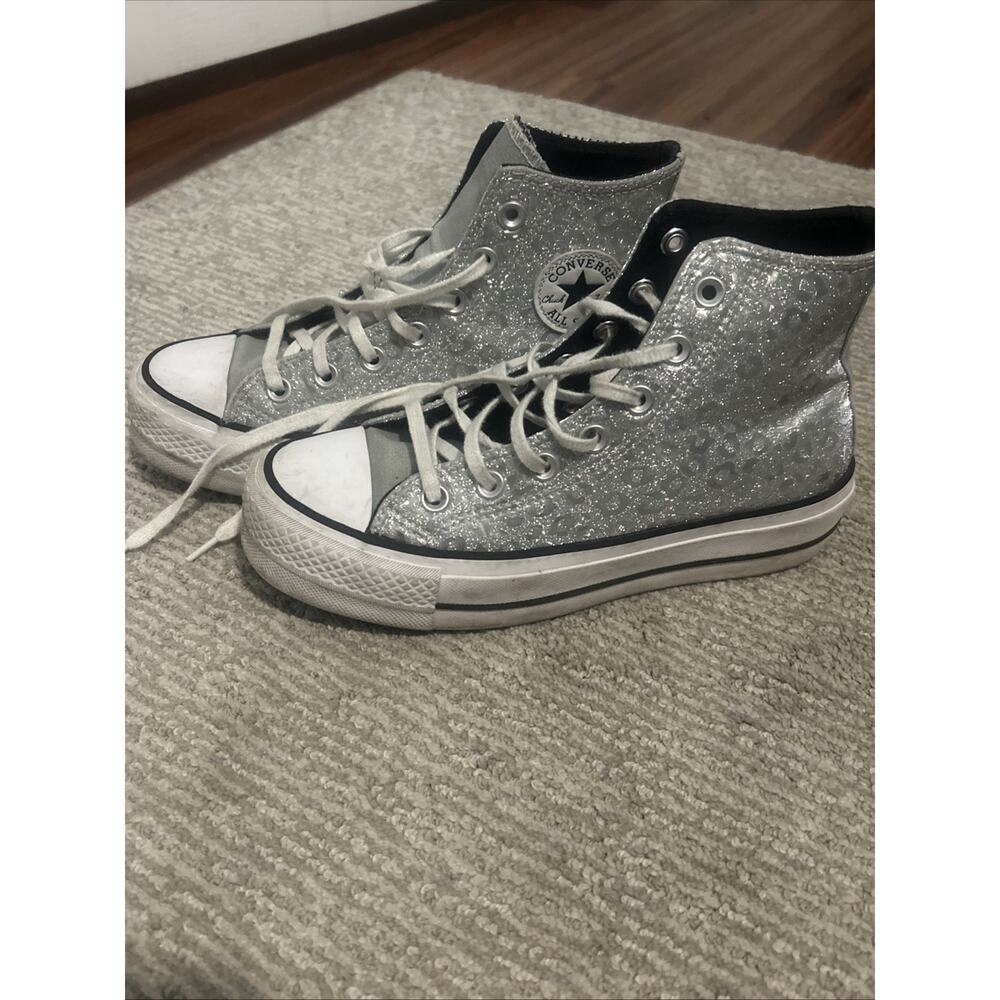 Converse Size 6 Chuck Taylor All Star Platform High Glitter Leopard Spots Shoe